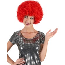Fantastik Store Kırmızı Renk Kıvırcık Afro Bonus Peruk - Lisinya