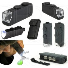 Fantastik Store Mini 60X 100X Zoom Lens Odak Takı LED Cep Mikroskop Büyüteç - Lisinya