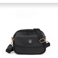 Özüm Çanta Kadın 3 Bölmeli Kalın Askı Kol ve Omuz Çantası Siyah