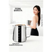 Inox 550ML Barista Süt Sürahisi - Süt Köpürtme Potu -  Paslanmaz Çelik   Nemere