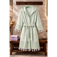 Hig Store %100 Pamuk Dokuma Kapüşonlu Cepli Unisex Pike Bornoz Ultra Yumuşak (M/l/xl) Beden