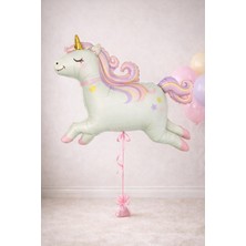 Büyük Pastel Unicorn Folyo Balon 84X96 cm Çocuk Doğum Günü Balonu