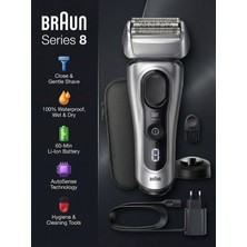Braun Günlük Sakal Kesimi Için Özel Geliştirilmiş Islak ve Kuru Kullanıma Uygun Çelik Folyo Başlıklı Hızlı Şarjlı 2 Parça Erkek Tıraş Makinesi Series 8