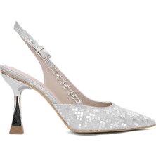 Ayakkabı Fuarı Elit PM450 K3028T Kadın Klasik Topuklu Ayakkabı Gümüş