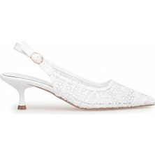 Ayakkabı Fuarı Elit PM439 K3091 Kadın Klasik Topuklu Ayakkabı Beyaz