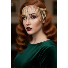 Caş Dekorasyon Altın Renk Taşlı Saç Aksesuarı Kına Aksesuarı