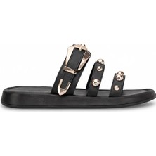 Ayakkabı Fuarı Elit PM543 K831 Kadın Düz Terlik Siyah