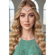 Caş Dekorasyon Altın Renk Taşlı Alınlık Kına Aksesuarı