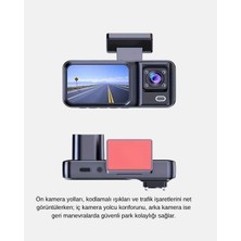 Fantastik Store Üç Kameralı Dash Cam 170° Geniş Açılı Full Hd Gece Görüşlü - Lisinya