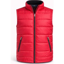 Bluesoil Kırmızı Erkek Şişme Yelek Dik Yaka Fermuarlı Cepli Hafif Dolgulu Günlük Kullanım