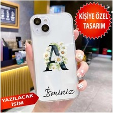 3gen Case İphone 13 - İphone 14 Uyumlu Kişiye Özel İsim ve Papatyalı Harf Eklenebilir Şeffaf Silikon Kılıf