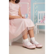 Ayakkabı Fuarı Elit HY-F-4032-26Y Filet Kız Çocuk Babet Pudra