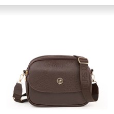 Özüm Çanta Kadın 3 Bölmeli Kalın Askı Kol ve Omuz Çantası Kahverengi