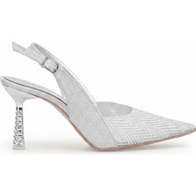 Ayakkabı Fuarı Elit PM439 K3010 Kadın Klasik Topuklu Ayakkabı Gümüş