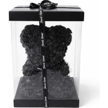 Ayıcık Siyah Gül Kutulu Rose Bear Lüks Romantik Hediye