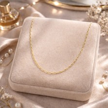 Gold Renk Ataç Model 925 Ayar Gümüş Zincir
