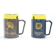 Livenda Ayna Kapaklı Porselen Kupa Bardak