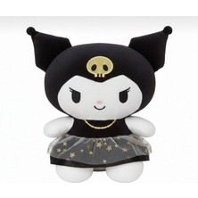 Kuromi Siyah Sevimli Kedi Simli Etekli Peluş Yumuşak Sevimli Uyku Arkadaşı Hediyelik 33 cm