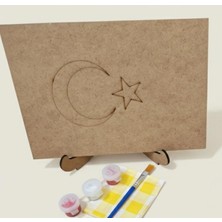 Türk Bayrağı Ahşap Boyama Seti Stantlı