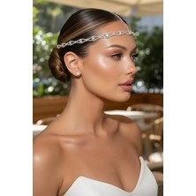 Caş Dekorasyon Gümüş Renk Taşlı Alınlık Kına Aksesuarı