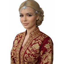 Caş Dekorasyon Gümüş Renk Hologram Taşlı Alınlık Kına Aksesuarı