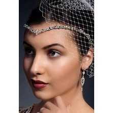 Caş Dekorasyon Gümüş Renk Taş Detaylı Saç Aksesuarı/kına Aksesuarı