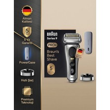 Braun Preimum Profesyonel Sakal Kesimi Sıfır Tıraş Titanyum Gövde Su Geçirmez Islak Kuru Kullanımlı Akıllı Sensörlü Erkek Tıraş Makinesi Series 9 Pro