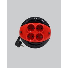 Fantastik Store 5 Metre Uzatma Kablolu 4 Prizli Makara Kırmızı - Lisinya