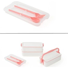 Fantastik Store 3 Katlı Kulplu Beslenme Kabı  Diyet Sefer Tası Saklama Kabı Çatal Kaşıklı - Lisinya