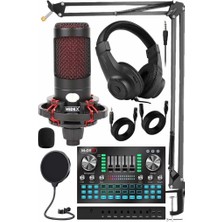 Braventa Collection Cxn-30 Paket-12 VS20 Ses Kartlı Condenser Mikrofon Stand Kulaklık Seti