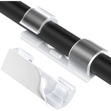 Fantastik Store Kablo Sabitleyici Klipsler 20 Adet Kablo Düzenleyici Duvar Fayans Cam Kablo Tutucu Yapışkanlı Klips - Lisinya