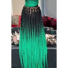 Caş Dekorasyon Yeşil Siyah Iki Renk Ombreli Afrika Örgüsü Box Braid Sentetik Saç 60 Cm. 100 Gr.