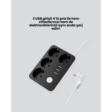 Fantastik Store 3 USB Çıkışlı 4’lü Akıllı Priz 2500W 2 Metre Kablo - Lisinya