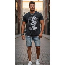 Divin Washed Effect Dragon Erkek Oversize T-Shirt