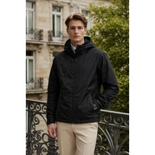 Damga Erkek Günlük Premium Casual Astarlı Siyah Yağmurluk