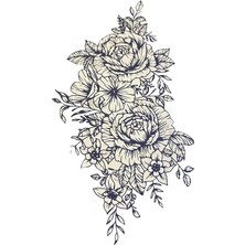Caş Dekorasyon Çiçek Motifli 12 Saat Sonra Kararan Geçici Dövme Tattoo