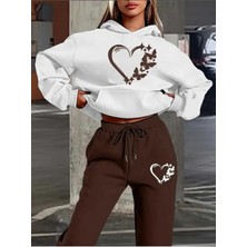 Divin Kadın Baskılı I Oversize Sweatahırt -Eşofman Altı 2li Takım