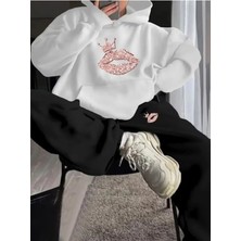 Divin Kadin Baskılı Oversize Sweatahırt -Eşofman Altı 2li Takım