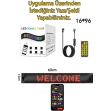 Tekvora 60CM LED Matrix Araç Içi Dijital Ekran | App Kontrollü | Kumandalı | Rgb Kayan Yazı Paneli