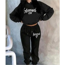 Divin Blessed Baskılı Kapüşonlu Sweatshirt & Eşofman 2lı Takımı