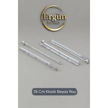 Ergün Store 35 cm Klasik Kızaklı Beyaz Çekmece Rayı Beyaz