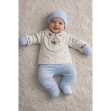 %100 Pamuk Yenidoğan 5’li Hastane Çıkışı Seti – Uzun Kollu Üst, Alt, Şapka, Eldiven ve Mama Önlüğü