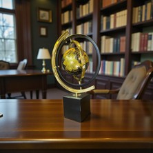 Sleep Nova Atlas Noir Gold Dekoratif Dünya Küresi – Metal Ayaklı Lüks Masaüstü Ofis & Ev Dekoru