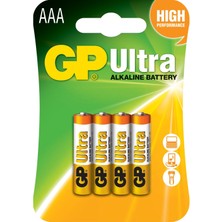 Braventa Collection Gp Batteries GP24AU Ultra Alkalin LR03/E92/AAA Ince Kalem Pil, 1.5 Volt, 4'lü Kart, Bakır/siyah/beya