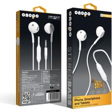 Braventa Collection Onopo Stereo Kablolu Kulaklık Extra Bass | 3.5mm Kulakiçi Kulaklık, Dahili Mikrofon | 1.2m Kablo | M