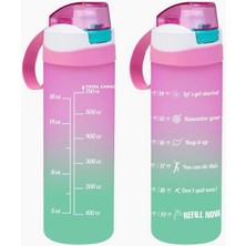 Braventa Collection Herevin 161670-161 Su Şişesi - Motivasyon Su Matarası - Plastik Renkli Suluk Pembe 750CC