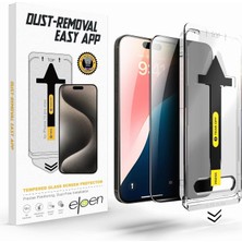 Braventa Collection iPhone 15 Pro Max ile Uyumlu Aparatlı ve Takılırken Camın Altında Toz Bırakmayan Darbelere Karşı Eks