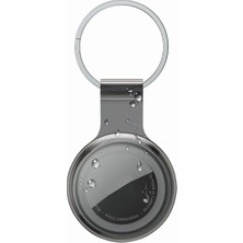 Braventa Collection Airtag Için Su Geçirmez Ultra Şeffaf Görünümlü Kılıf ve Anahtarlık, Yumuşak Renkli Silikon Kılıf (Si