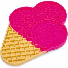 Braventa Collection Yavru Köpek Yaş Mama Yeme Oyuncağı, Dondurma Şeklinde, Silikon, Pembe, 21X15CM