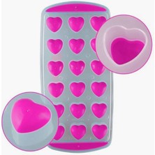Braventa Collection Slikon Tabanlı Kalpli 18 Hazneli Buz Kalıbı (Pembe)
